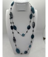 New York &amp; Company Long Hematite Turquoise &amp; Black Station Beaded Necklace - €8,43 EUR
