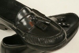 Dexter Slightly Used Black Men&#39;s Leather Tassel Loafer Slip On Shoes 9 M EUC - £18.28 GBP