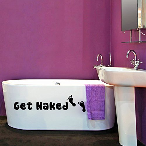 ( 31'' x 8'') Vinyl Bath Decal Quote Get Naked with Foot Steps / Applique Bathro - £14.32 GBP