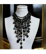 JOAN RIVERS Classic Collection Black Aurora Borealis Waterfall Necklace - $2,280.90 MXN