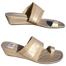 Donald Pliner Couture Metallic Leather Wedge Shoe New Toe Ring Sandal $2... - $245.00