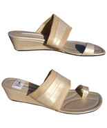 Donald Pliner Couture Metallic Leather Wedge Shoe New Toe Ring Sandal $2... - $335.08 CAD