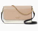 Kate Spade Madison Flap Crossbody Bag Beige White Black Leather Chain KC... - £70.17 GBP