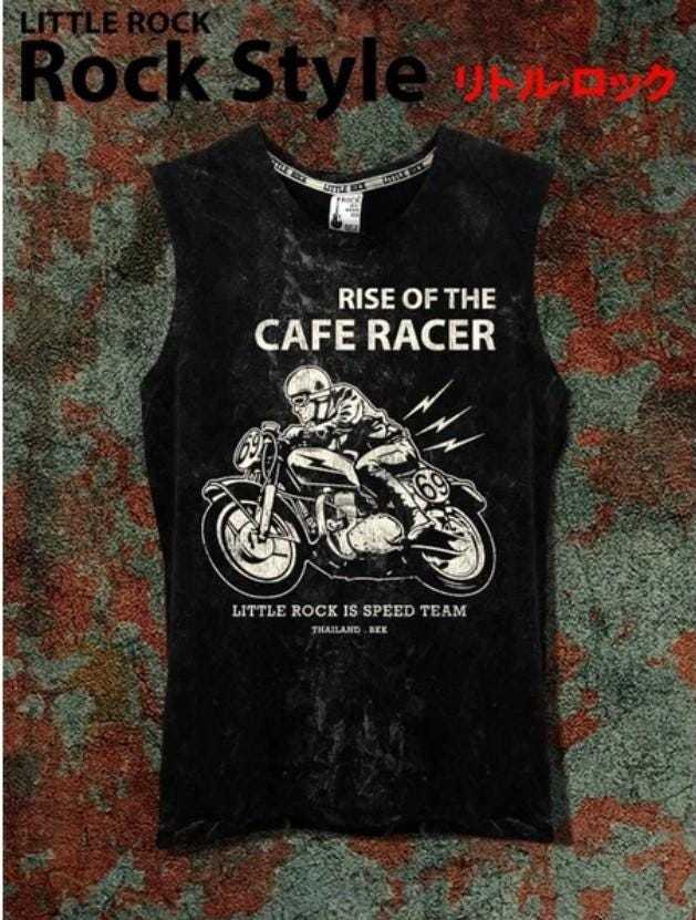 Rock Your Style with Little Rock Rock Sleeveless Tees, Cafe Racer style ... - $27.50