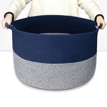 Xxlarge Cotton Rope Basket, 21X13 Inches Blanket Basket Living Room, Woven Baby  - £27.33 GBP