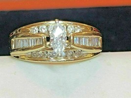 2Ct Marquise Schnitt VVS1 Künstlicher Diamant Solitaire Ring 14K Gelb Vergoldet - £102.68 GBP