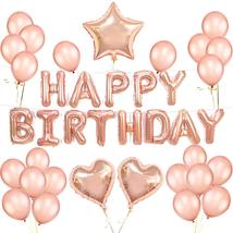 Birthday Letter Balloon Set 16 Inch Rose Gold Happy Birthday Balloons - £16.46 GBP