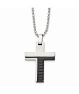 Stainless Steel &amp; Black Plated Cross Necklace - $49.01 CAD
