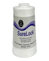 Coats Surelock Overlock Thread White 3,000 yd - Natural, 100% Spun Polyester NEW - £14.06 GBP