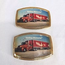 Collectible Custom Belt Buckles Something Special Legendary 18 Wheeler 2 pc  - £28.18 GBP