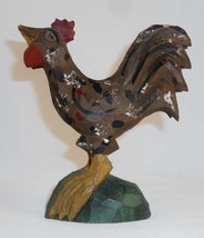 Beautiful 1993 Hand Carved and Painted Wood Folk Art Rooster By Jonathan... - $247.00