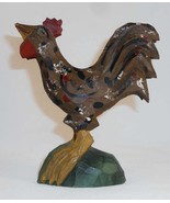 Beautiful 1993 Hand Carved and Painted Wood Folk Art Rooster By Jonathan Bastian - $247.00