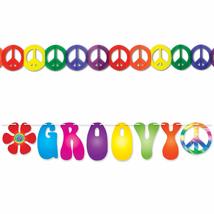 Peace Sign &amp; Groovy Banner Garlands for Tie Dye Hippie, 60&#39;s, and 70&#39;s D... - £11.97 GBP