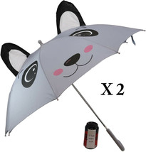 Pack of 2 Children Kids Animated 3D Pop Up Grey Panda Bear Umbrella 33&quot;Diameter - £22.01 GBP