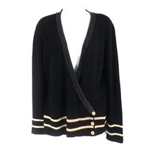 Yuka Women's Size T4 Long Sleeve Deep V-Neck Beaded Black Cardigan - $35.00