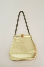 Vintage Wearwell Faux Metallic Gold Evening Bag Handbag Purse w Chain Strap - £33.81 GBP