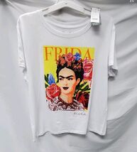 Frida Kahlo Shirt Womens 2XL White Graphic Art Portrait Roses Jerry Leigh  image 2