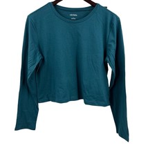 Wild Fable Teal Blue Cropped Long Sleeve Scoop Neck Tee Size Large New - £3.83 GBP