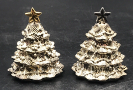 Godinger Silver Plate Christmas Tree Salt &amp; Pepper Shakers 2.5&quot; Tall - £7.58 GBP