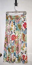 Size Small Zara Floral Printed White Linen Blend Midi Skirt - £22.52 GBP