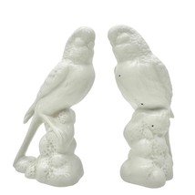 Set of 2 Parrots 4.5 inch White Ceramic Vintage - $14.85