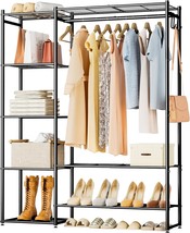 Wardrobe Closet, Portable Clothing Rack For Hanging Clothes, Free, Black - $76.98