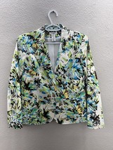 Womens Liz Baker Size Medium Petite Floral Two Button Up Long Sleeve Blazer - £11.29 GBP