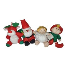 Vintage Stuffins LOT 4 Nylon Plush Christmas Elf Santa Angel Reindeer 6&quot; - £21.13 GBP