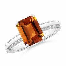ANGARA 9x7mm Natural Citrine Solitaire Ring with Milgrain in Sterling Silver - £235.19 GBP+