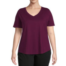Women&#39;s Plus Size V Neck T-shirt PURPLE Super Soft Curved Hem Terra &amp; Sk... - $19.97