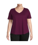 Women&#39;s Plus Size V Neck T-shirt PURPLE Super Soft Curved Hem Terra &amp; Sk... - £15.61 GBP