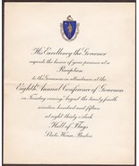 8th Annual Conference of Governors Invitation 1915 - Mass. Gov. David I.... - $17.50
