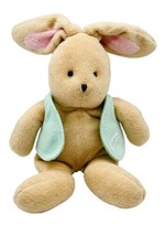 Carters Prestige Tan Bunny Rabbit Plush Rattle Mint Green Vest 10 inch - $21.49