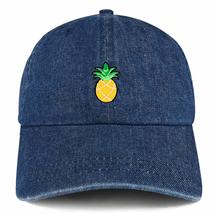 Trendy Apparel Shop Pineapple Patch Unstructured Denim Baseball Cap - Dark Blue - £15.80 GBP