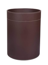 Shwaan Cylindrica lLeather Round Trash Can, Harness Leather Office Bin B... - $159.59