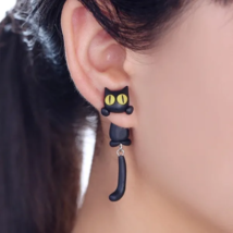 Black &amp; Yellow 2 pc Cat Earrings - New - £11.85 GBP