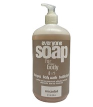 Everyone 3 in 1 Soap, Unscented, Shampoo Body Wash Bubble Bath 32 Fl Oz ... - £19.66 GBP