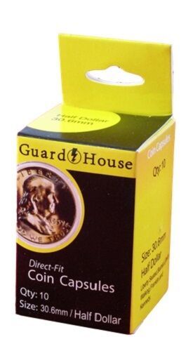 Primary image for Guardhouse Half Dollar 30.6mm Direct Fit Coin Capsules, 10 pack