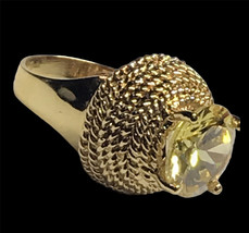 C^A Signed GOLD-PLATED Sterling Silver 925 Ring Sz 8 Citrin - £39.97 GBP