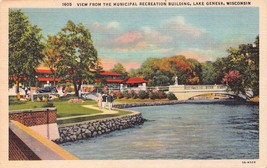 Lake Geneva Wisconsin~View From Municipal BUILDING~1948 Postcard - £4.07 GBP