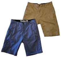 Hurley Volcom Bermuda Shorts Lot Mens 28 Blue Tan Straight Leg Mid Rise ... - £16.12 GBP