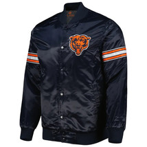 NFL Chicago Bears Vintage 80&#39;s Black Satin Varsity Baseball Letterman Jacket - £107.65 GBP