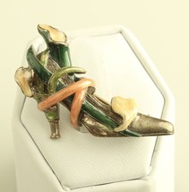 Sterling Silver Kenneth Jay Lane KJL pin brooch calla lily enamel high heels - £59.35 GBP