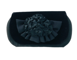 Vintage La Regale Black Satin 3D Rose Evening Handbag Shoulder Bag 10.5 x 5.5 - £22.58 GBP