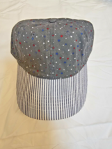 Infinity Headwear Ladies Baseball Cap Hat Gray W Stars &amp; Blue Stripes NEW - £11.39 GBP