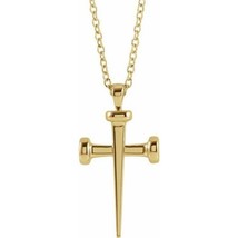 Authenticity Guarantee 
14k Yellow Gold Nail Style Cross Necklace - £628.29 GBP+