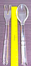 Clear Depression Glass Salad Fork &amp; Spoon Set 1930-40&#39;s Imperial Glass Utensils - £24.17 GBP