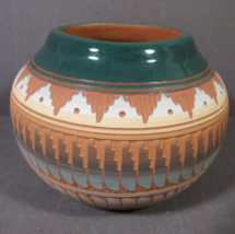 Navajo Pottery Small Pot Handmade 4&quot; x 2.5&quot; Green  with Authenticity No ... - $19.77