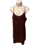 Vassarette  Vintage Nightie Burgundy Crushed Etched Velvet Rose Small Ni... - $26.97 CAD
