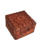 Unique Artisan Traditional Hand Carved Rosewood Jewelry Box From India (... - $23.01